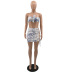 Summer New Blue Printed Strap Two-piece Set NSYC64678