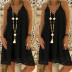 summer solid color sleeveless V-neck sling lace loose dress NSYF64684