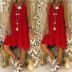 summer solid color sleeveless V-neck sling lace loose dress NSYF64684