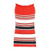 rainbow contrast color striped skirt beach holiday flat neck slim knit dress NSYX64697