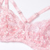 new pink flower mesh see-through strap waist seal three-piece set NSYX64704