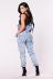 fashion elastic one-piece denim suspenders pants  NSRF64758