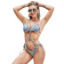 sexy solid color denim one-piece swimsuit NSML64784