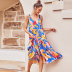 Summer Fashion Sleeveless U-neck Printed Dress NSSUO64839