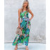 Floral Print Tie-Dye Ruffled Sling Dress NSJIM64817