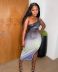 New Summer Sexy Sling Bevel Gradient Printed Dress NSYC65017