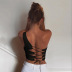 oblique shoulder back strap short sexy halter tight-fitting bottoming vest NSFLY65025