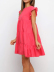 Ruffled Solid Color Round Neck Short Skirt NSOUY65215