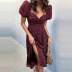 new printed short-sleeved split dress  NSYIS65204