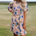 new floral round neck short sleeve dress  NSYIS65201