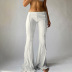 Pantalones de campana informales sexy de cintura baja de color sólido NSRUI60345