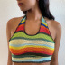 Holiday style summer new style sexy striped knitted halter vest NSRUI60346