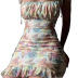 summer new sexy butterfly print strappy ruffled sling dress NSHHF60352