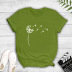 short-sleeved falling dandelion print T-shirt NSYIC60485