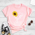 student street sunflower letter printed T-shirt NSYIC60489