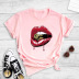 sexy charming red lip printing T-shirt NSYIC60492