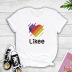 camiseta con estampado de texto de amor colorido creativo NSYIC60497