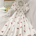 Pineapple Strawberry Printed Big Swing Lace-up Pleated Dress NSYID60750