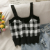 Short Cropped Check Knit Vest With Wavy Edges NSYAY60742