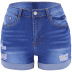 washed wear high elastic high waist denim shorts NSYB65080