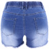 elastic drawstring high-waist slim-fit hole washed denim shorts NSYB65086