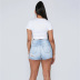 washed white worn denim shorts NSYB65089