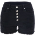 straight hole high waist ordinary washed black and white cotton jeans NSYB65099