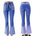 Jeans acampanados con cinturón de costura bicolor de cintura alta retro NSYB65106