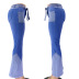 Jeans acampanados con cinturón de costura bicolor de cintura alta retro NSYB65106
