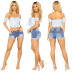 ripped ankles low-rise denim shorts NSYB65112