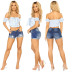 ripped ankles low-rise denim shorts NSYB65112