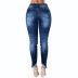 Simple Ripped Irregular Fringed Blue Jeans NSYB65117