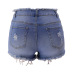 zipper fringed edge denim shorts NSYB65121