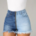 Long Zipper Slim High Waist Denim Shorts NSYB65131