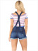 Ripped Hip Suspenders Curled Denim Jumpsuit NSYB65133