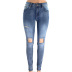 sexy solid color ripped low-rise slim jeans NSYB65171