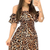 Printed Leopard Print V-Neck Long-Sleeved Big Swing Dress NSXIA65337