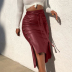 Solid Color Slim Wrap Hip Split Skirt NSXIA65332