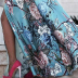 Autumn and winter fashion print split open back three-quarter swing dress NSXIA65307