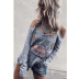 Spring and Autumn Printed Strapless Long Sleeve Fashion T-shirt NSXIA65302