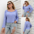 Lace Collar Pullover Pure Color Base Shirt NSLM60725