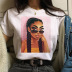Modern Girl Print Fire Short Sleeve T-shirt  NSATE60858