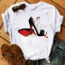 short-sleeved fashion trend high heels printed T-shirt NSATE60892
