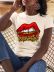 kissmi letters lips letter printing short-sleeved t-shirt  NSATE60897