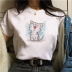 Cute Cat Prints camiseta con cuello redondo NSATE60906