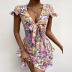 Chest Knotted Printed Ruffled V-Neck Dress NSYIS60915