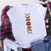 moon phase letter printing short-sleeved T-shirt NSATE60988