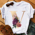 Golden 26 letters printed short-sleeved T-shirt NSATE60996