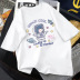 Camiseta holgada de gato astronauta viento retro NSATE61034