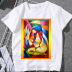camiseta holgada con cuello redondo y estampado de graffiti callejero informal NSATE61051